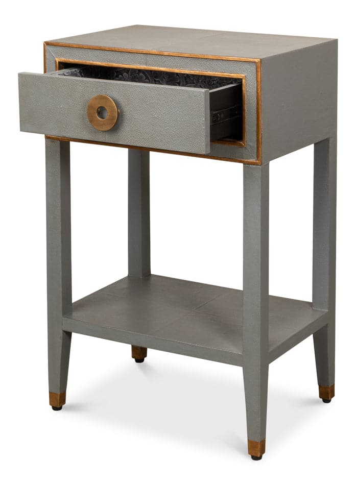 Gabriella Shagreen Nightstand-SARREID-SARREID-53569-2-NightstandsStorm Grey Finish-2-France and Son