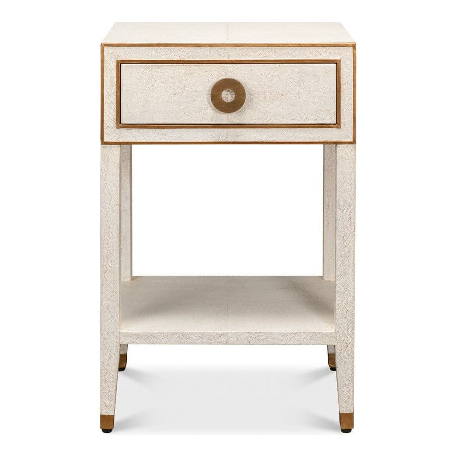 Gabriella Shagreen Nightstand-SARREID-SARREID-53569-4-NightstandsOsprey White Finish-5-France and Son