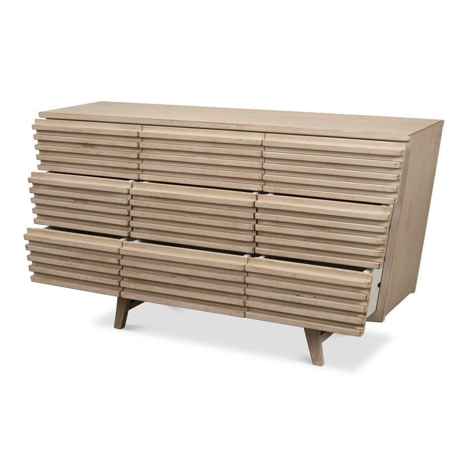 Ribbed 9 Drawer Commode-SARREID-SARREID-53590-1-DressersNatural-3-France and Son
