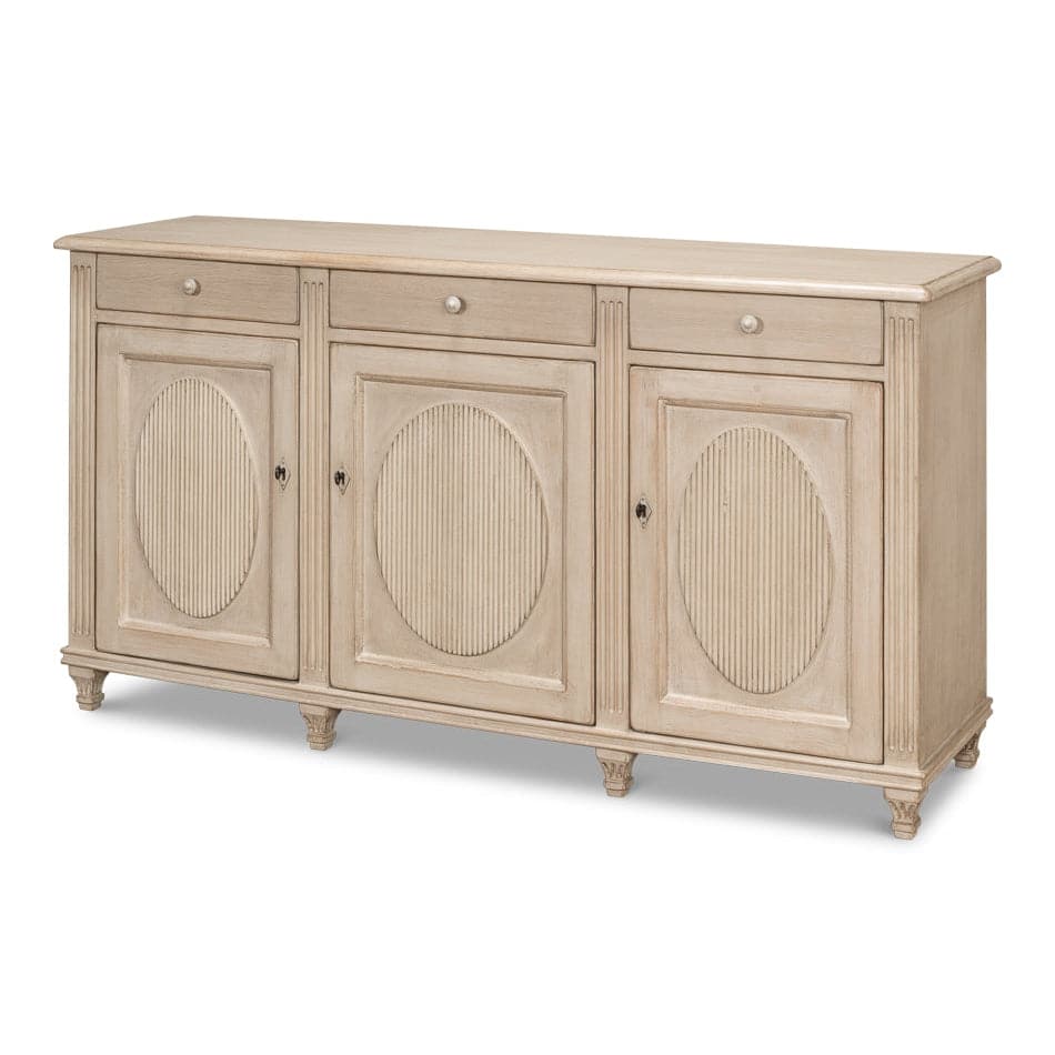 Ribbon Three Door Sideboard-SARREID-SARREID-53598-1-Sideboards & CredenzasStone Grey-1-France and Son