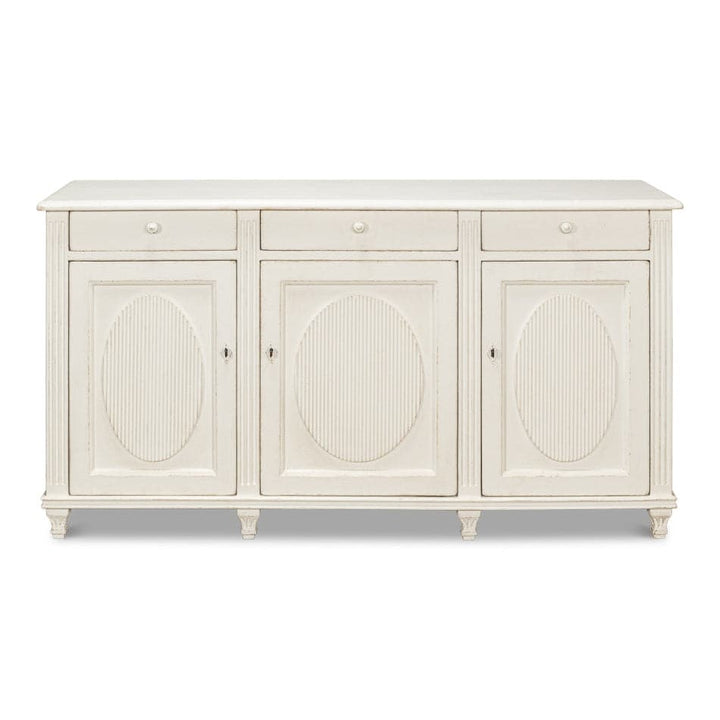 Ribbon Three Door Sideboard-SARREID-SARREID-53598-3-Sideboards & CredenzasAntique White-2-France and Son