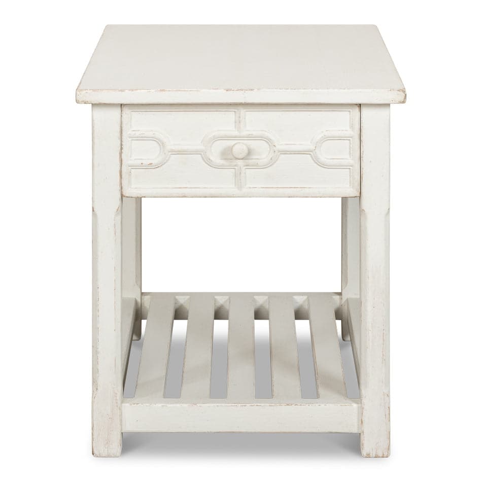 Isla Side Table Antique White-SARREID-SARREID-53614-3-Side Tables-1-France and Son