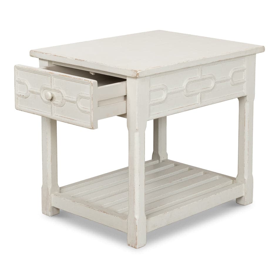 Isla Side Table Antique White-SARREID-SARREID-53614-3-Side Tables-2-France and Son