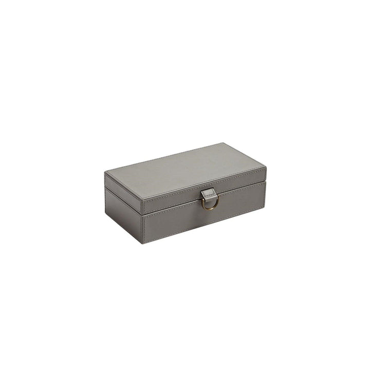 Marbled Leather D Ring Box-Dark Grey-Lg-Global Views-GVSA-9.93358-Baskets & BoxesLarge-4-France and Son