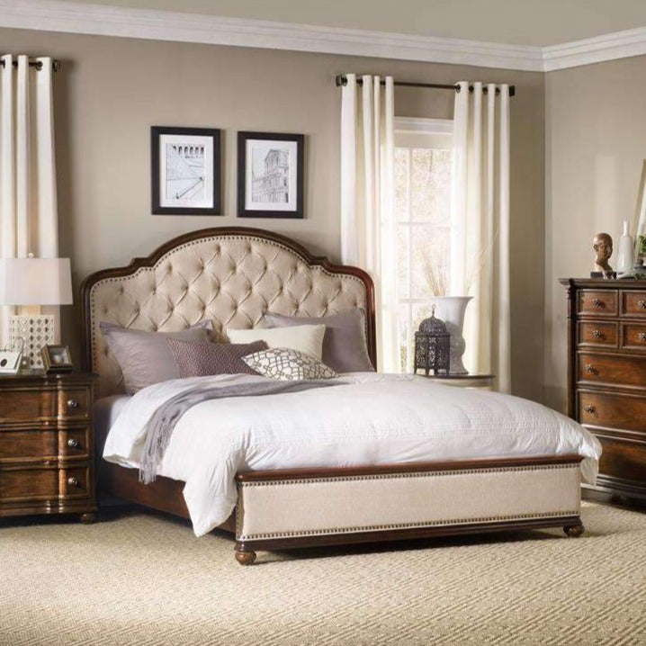 Leesburg Upholstered Bed with Wood Rails-Hooker-HOOKER-5381-90960-BedsCalifornia King-2-France and Son