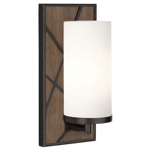 Michael Berman Bond Wall Sconce-Robert Abbey Fine Lighting-ABBEY-543W-Wall LightingSmoked Walnut Wood Finish With Deep Patina Bronze Accents-2-France and Son