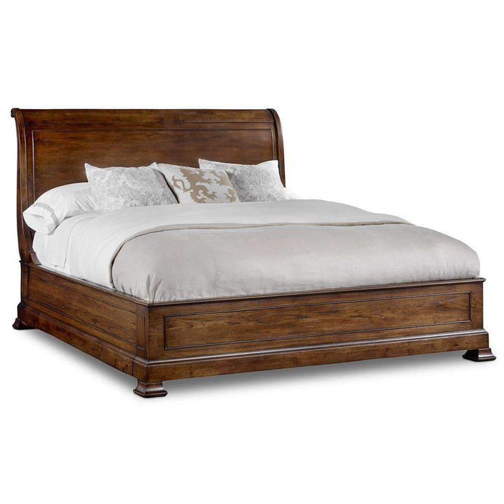 Archivist Sleigh Bed with Low Footboard-Hooker-HOOKER-5447-90466B-BedsKing-1-France and Son