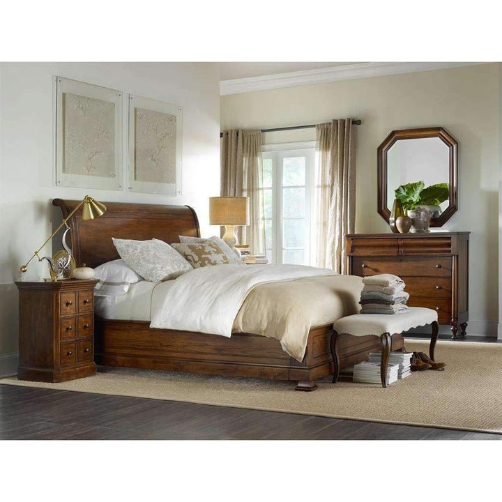 Archivist Sleigh Bed with Low Footboard-Hooker-HOOKER-5447-90466B-BedsKing-2-France and Son