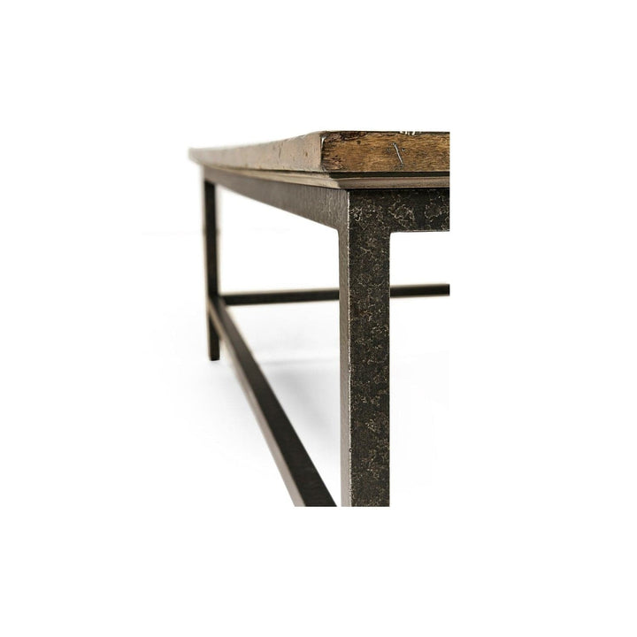 Square Coffee Table with Iron Base-Jonathan Charles-JCHARLES-491014-DTM-Coffee TablesMedium driftwood-7-France and Son