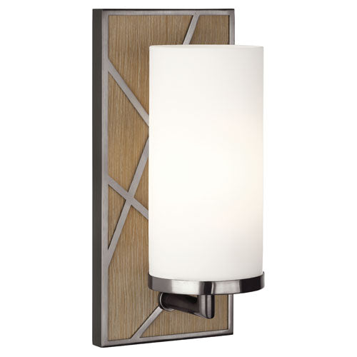 Michael Berman Bond Wall Sconce-Robert Abbey Fine Lighting-ABBEY-553W-Wall LightingDriftwood Oak Wood Finish with Blackened Nickel Accents-1-France and Son