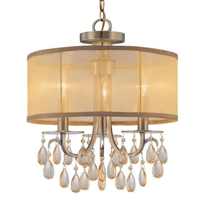 Hampton 3 Light Etruscan Crystal Drum Shade Chandelier-Crystorama Lighting Company-CRYSTO-5623-CH-ChandeliersPolished Chrome-1-France and Son