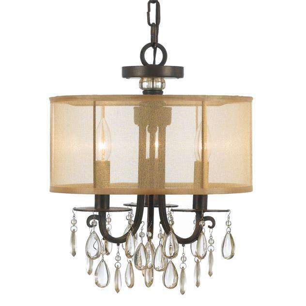 Hampton 3 Light Etruscan Crystal Drum Shade Chandelier-Crystorama Lighting Company-CRYSTO-5623-CH-ChandeliersPolished Chrome-2-France and Son