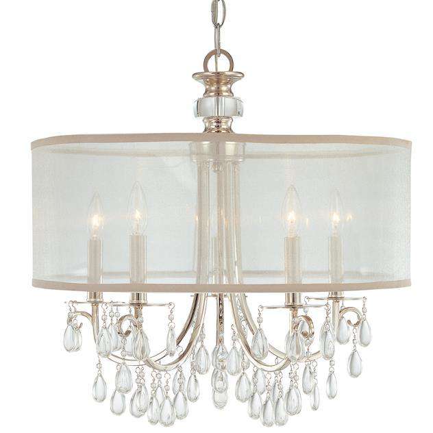 Hampton 5 Light Drum Shade Chandelier-Crystorama Lighting Company-CRYSTO-5625-CH-ChandeliersPolished Chrome-3-France and Son