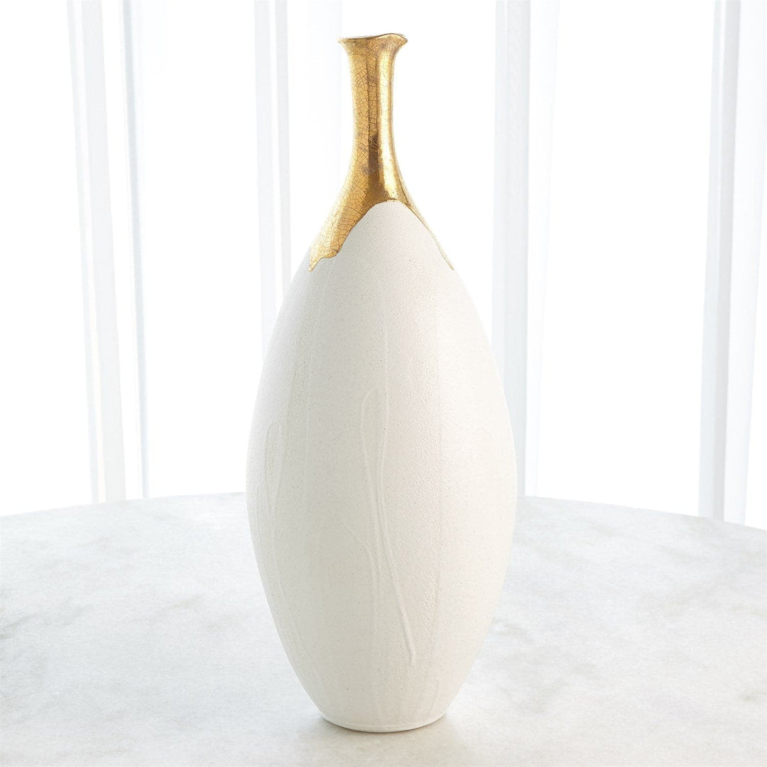 Dipped Golden Crackle/Slender Vase - Large-Global Views-GVSA-3.31632-VasesWhite-2-France and Son