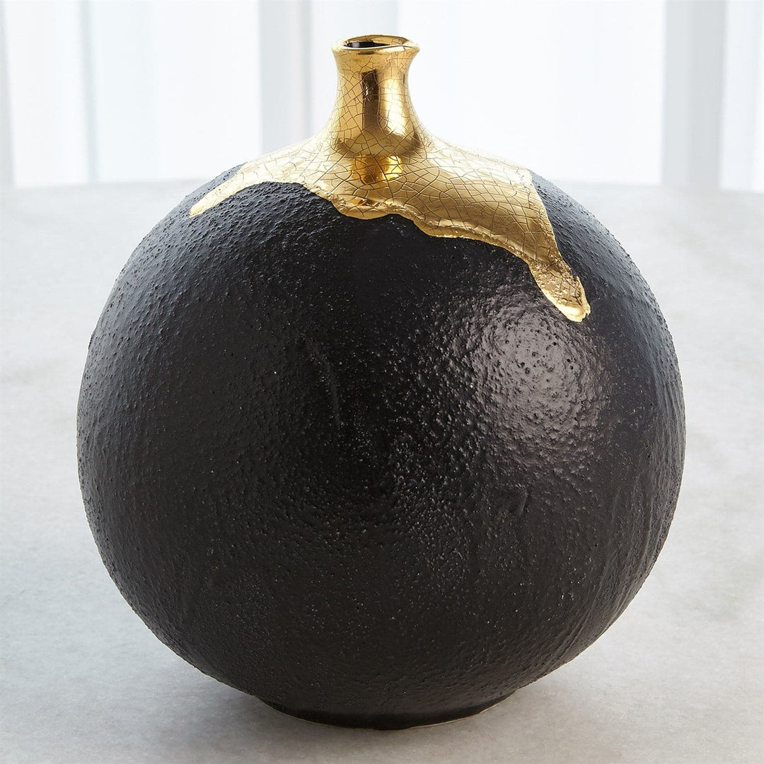 Dipped Golden Crackle-Global Views-GVSA-3.31642-VasesBlack-Sphere Vase-5-France and Son