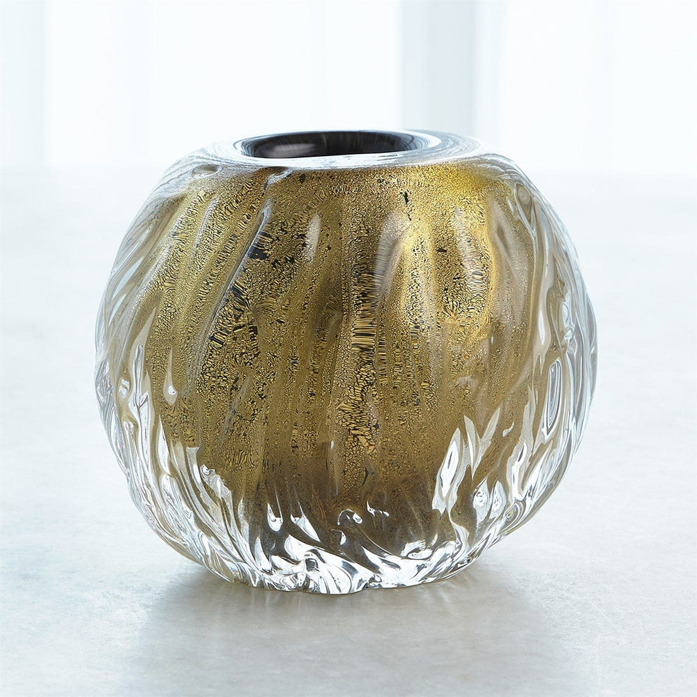 Round Swirl Vase-Global Views-GVSA-3.31699-VasesGold-2-France and Son