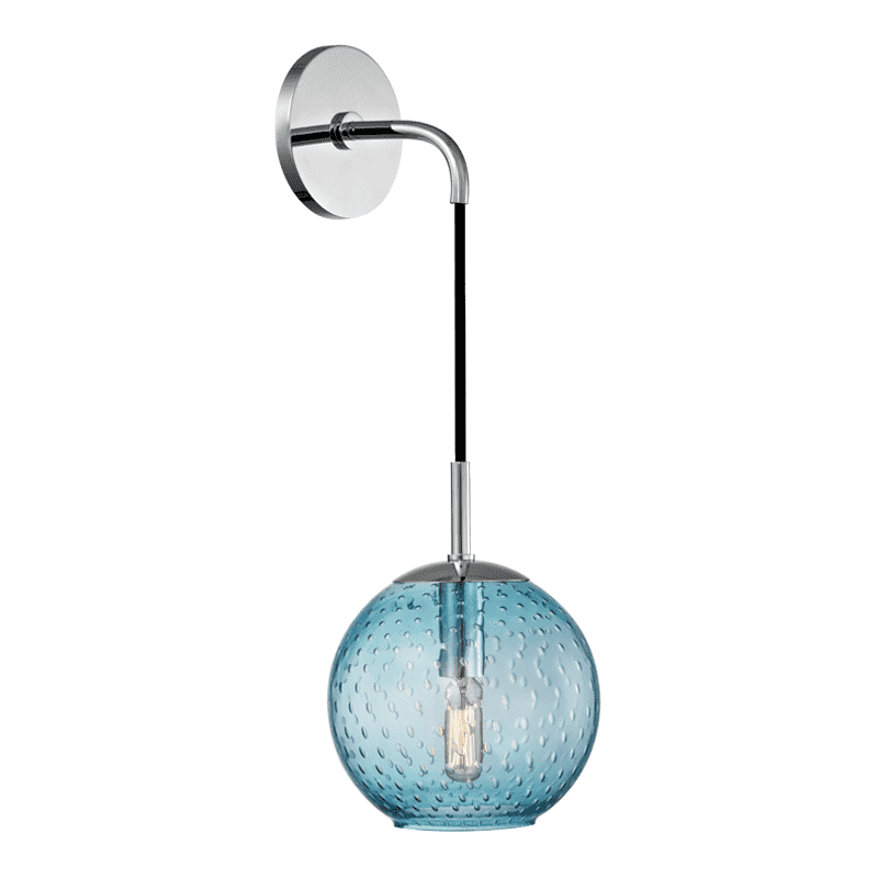 Rousseau 1 Light Wall Sconce-Blue Glass-Hudson Valley-HVL-2020-PC-BL-Wall LightingPolished Chrome-1-France and Son
