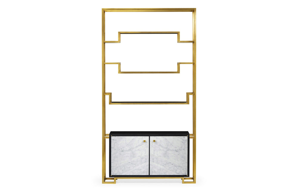 Fusion Étagère with Marble Doors-Jonathan Charles-JCHARLES-500224-BSG-ENO-Bookcases & Cabinets-2-France and Son