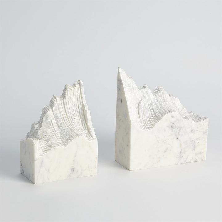 Pair Mountain Summit Bookends-Global Views-GVSA-7.91463-BookendsWhite Marble-4-France and Son