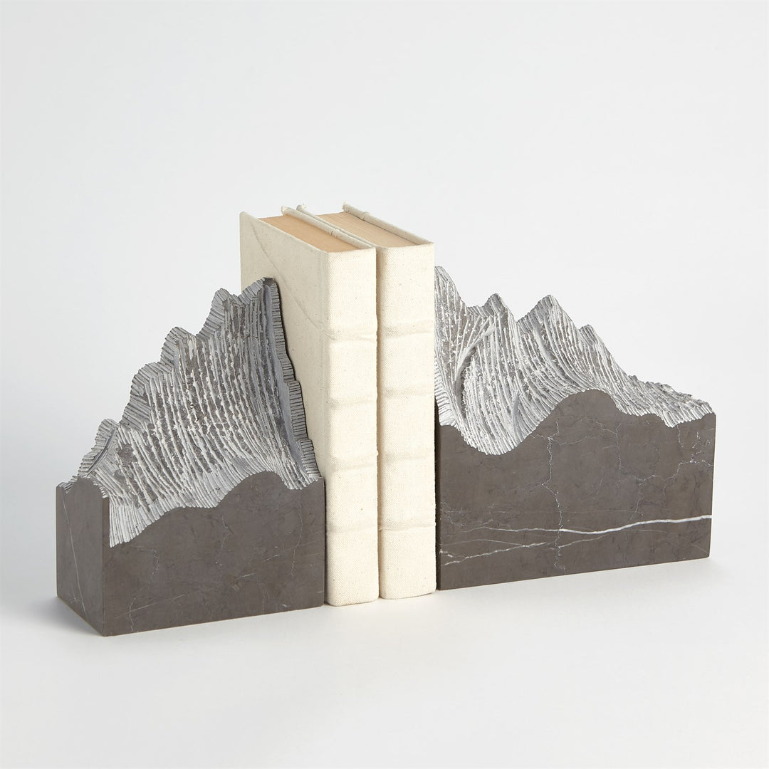 Pair Mountain Summit Bookends - Grey Marble-Global Views-GVSA-7.91464-Bookends-3-France and Son