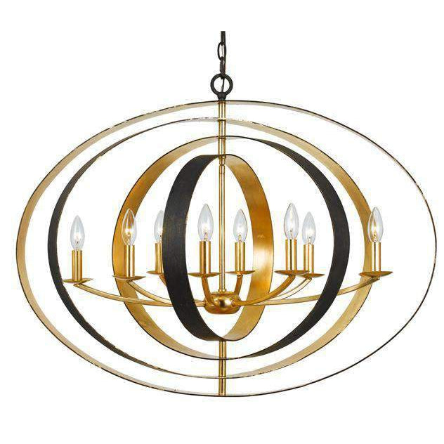 Luna 8 Light Oval Chandelier-Crystorama Lighting Company-CRYSTO-588-EB-GA-ChandeliersEnglish Bronze & Antique Gold-1-France and Son