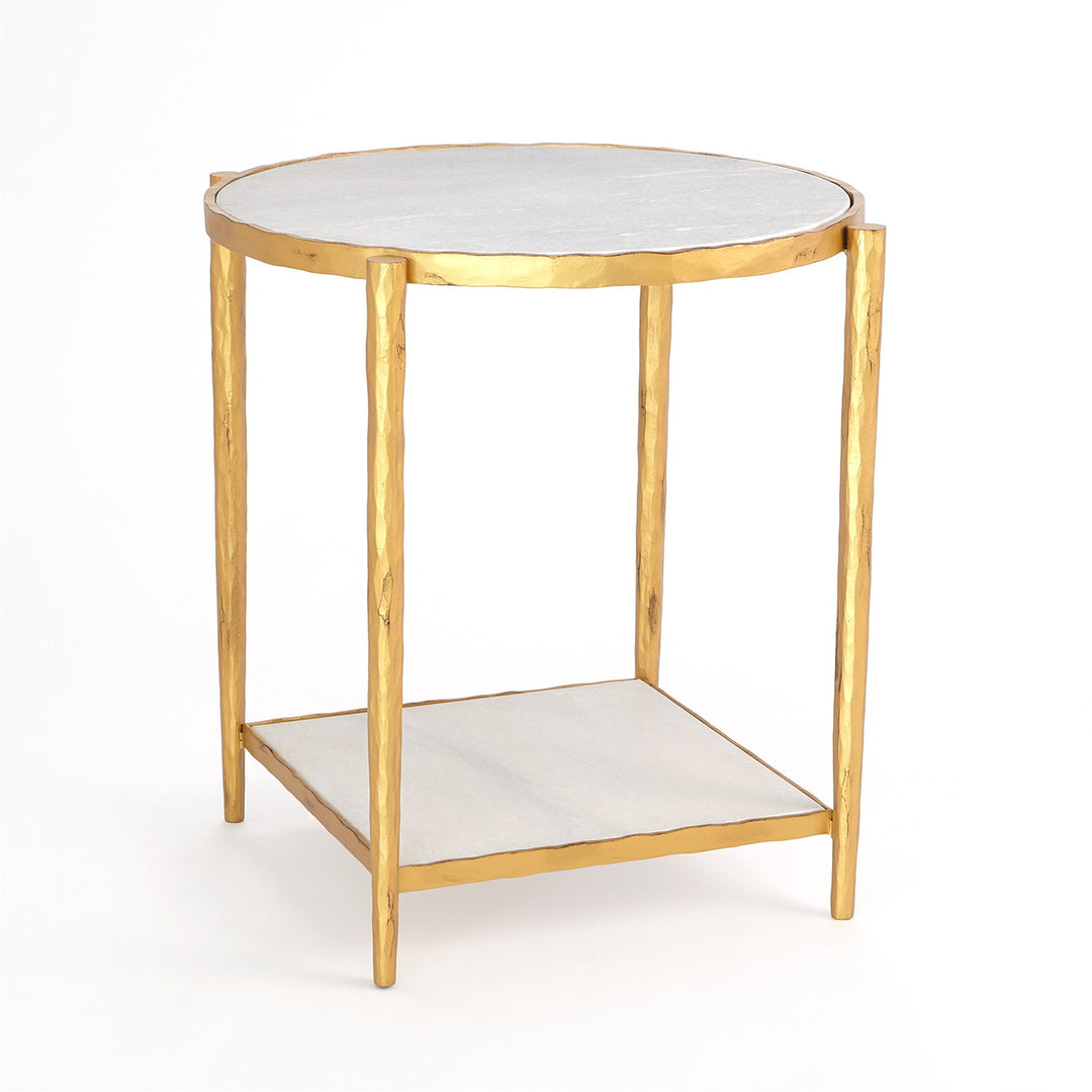 Circle/Square Side Table-Global Views-GVSA-9.93685-Side TablesGold - White Marble-1-France and Son