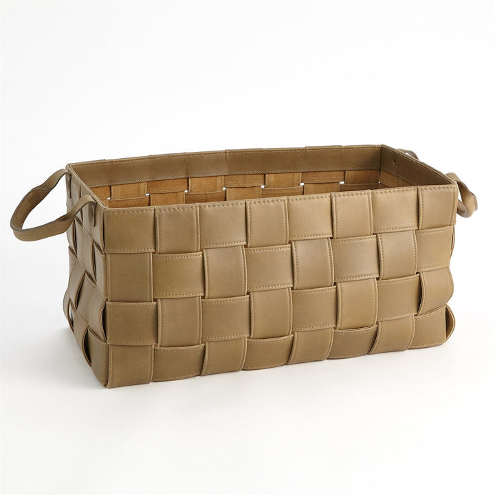 Soft Woven Leather Basket-Global Views-GVSA-9.93728-Baskets & BoxesPutty-Large-6-France and Son