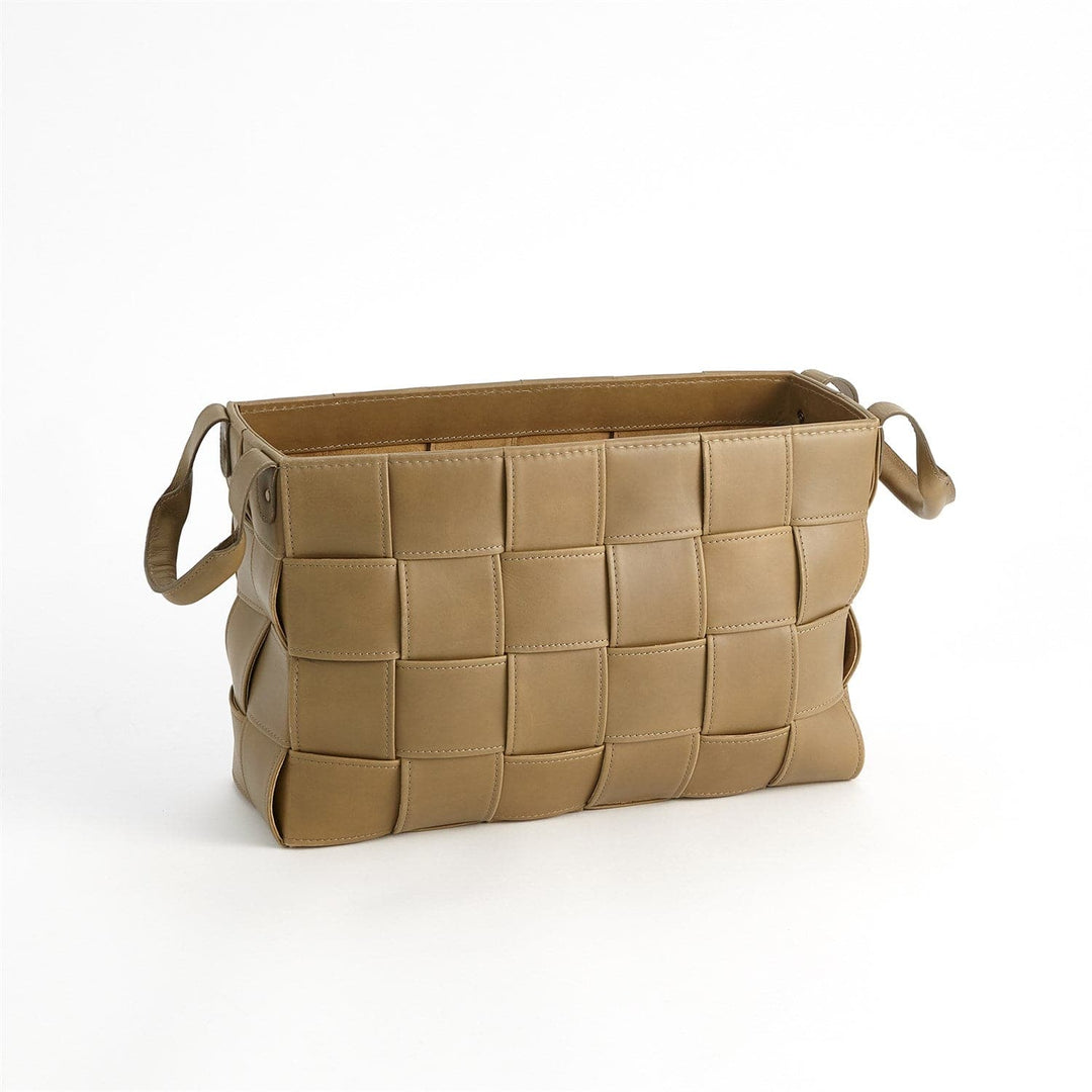 Soft Woven Leather Basket-Global Views-GVSA-9.93729-Baskets & BoxesPutty-Small-11-France and Son