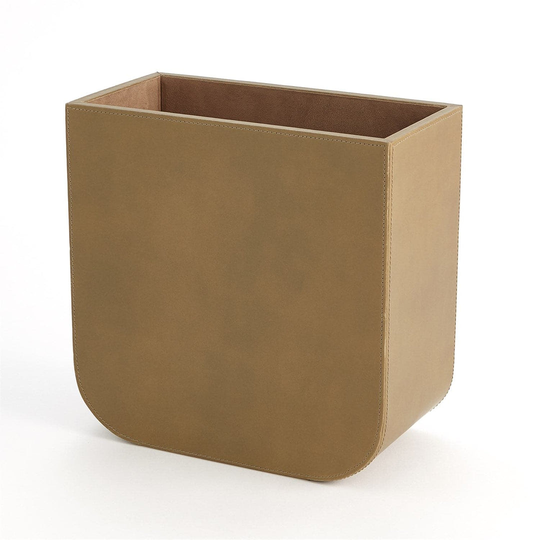 Radius Edge Leather Desk Collection-Global Views-GVSA-9.93732-Baskets & BoxesPutty-Wastebasket-3-France and Son