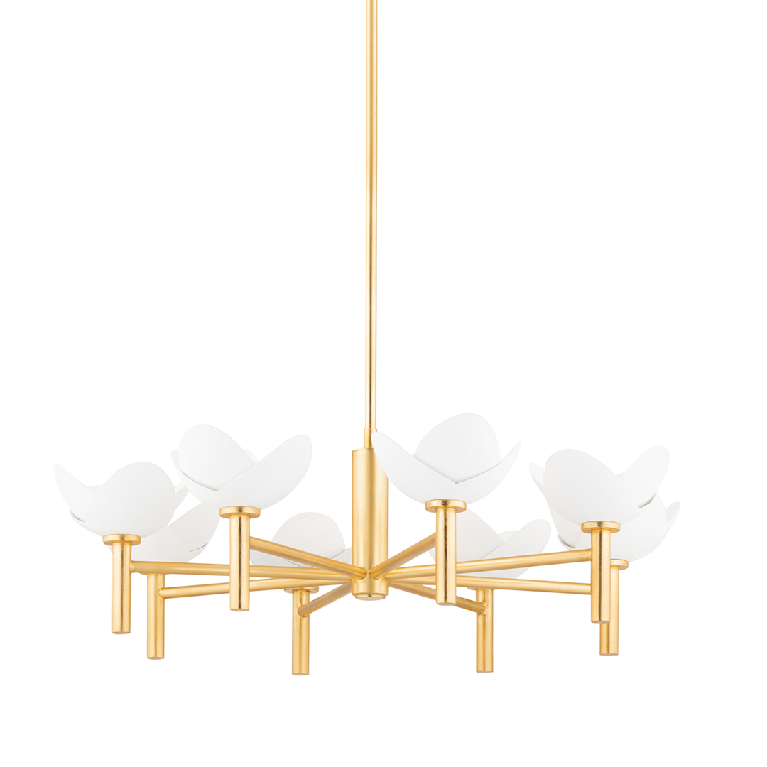 Dawson 8 Light Chandelier Gold Leaf / White Plaster-Hudson Valley-HVL-3034-GL/WP-Chandeliers-1-France and Son