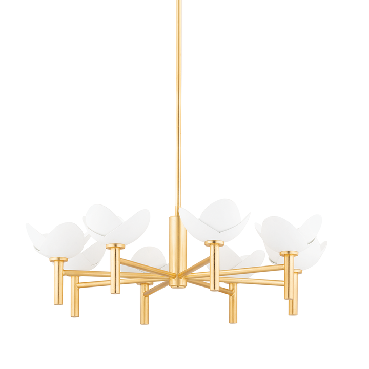 Dawson 8 Light Chandelier Gold Leaf / White Plaster-Hudson Valley-HVL-3034-GL/WP-Chandeliers-1-France and Son