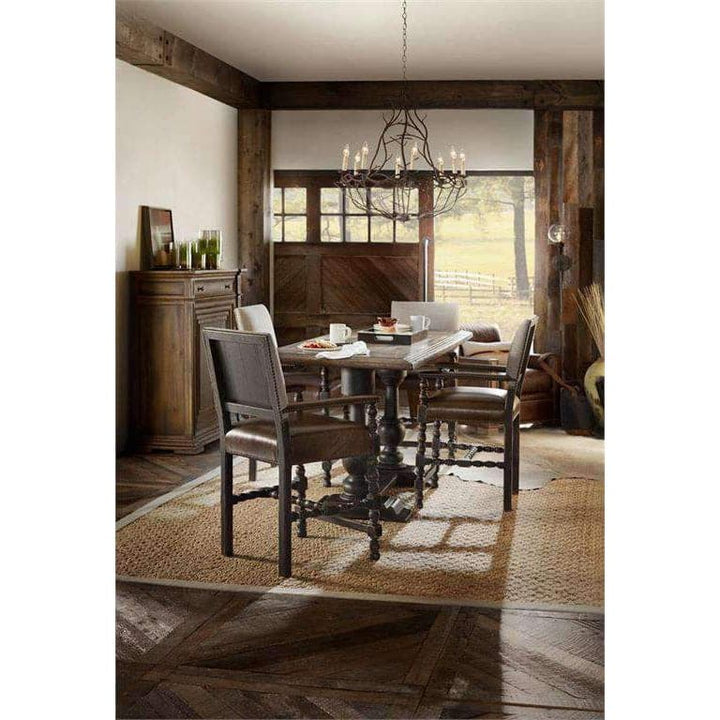 Balcones 60in Friendship Table w/2-12in Leaves-Hooker-HOOKER-5960-75206-BRN-Dining Tables-4-France and Son