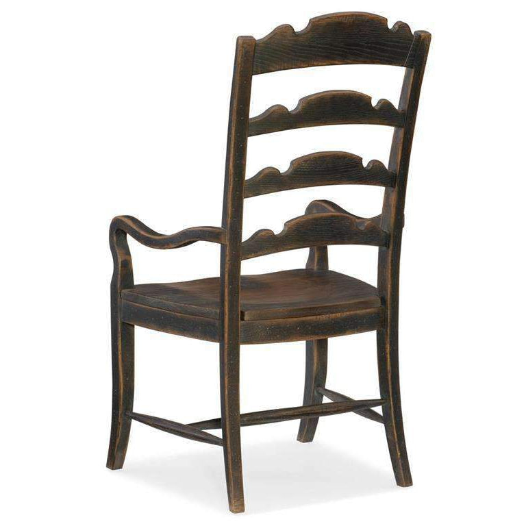 Twin Sisters Ladderback Arm Chair-Hooker-HOOKER-5960-75300-BRN-Dining ChairsDark Wood-5-France and Son