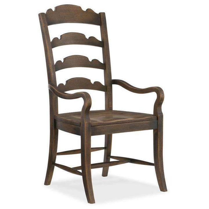 Twin Sisters Ladderback Arm Chair-Hooker-HOOKER-5960-75300-BRN-Dining ChairsDark Wood-1-France and Son