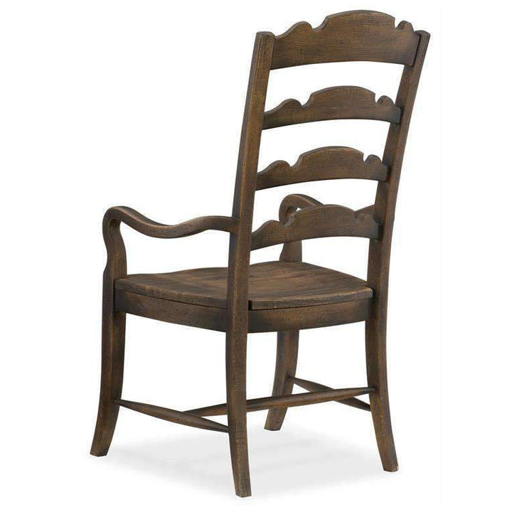 Twin Sisters Ladderback Arm Chair-Hooker-HOOKER-5960-75300-BRN-Dining ChairsDark Wood-3-France and Son