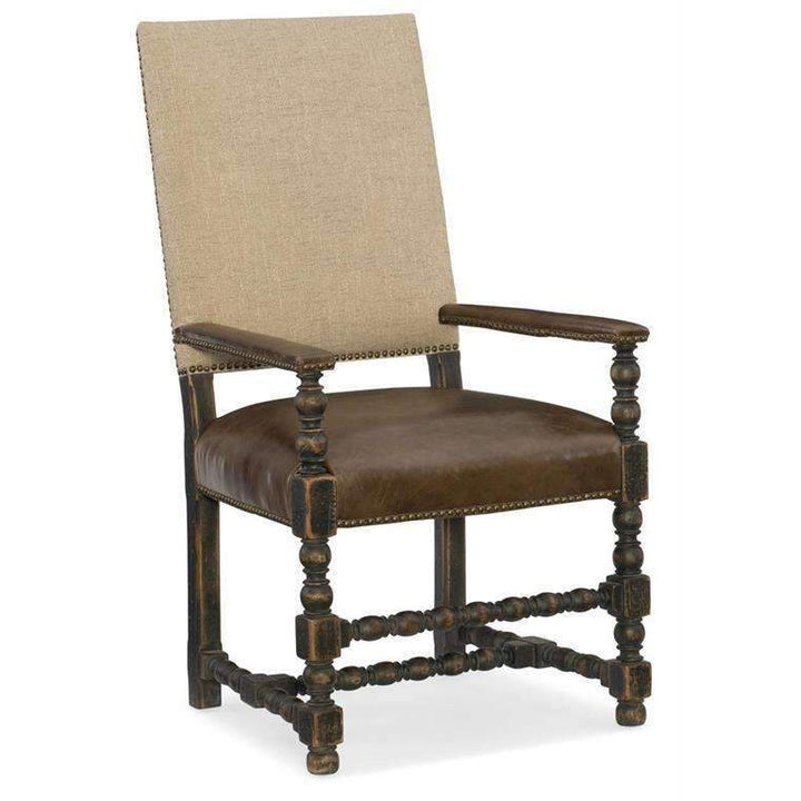 Comfort Upholstered Arm Chair-Hooker-HOOKER-5960-75400-BLK-Dining Chairs-1-France and Son
