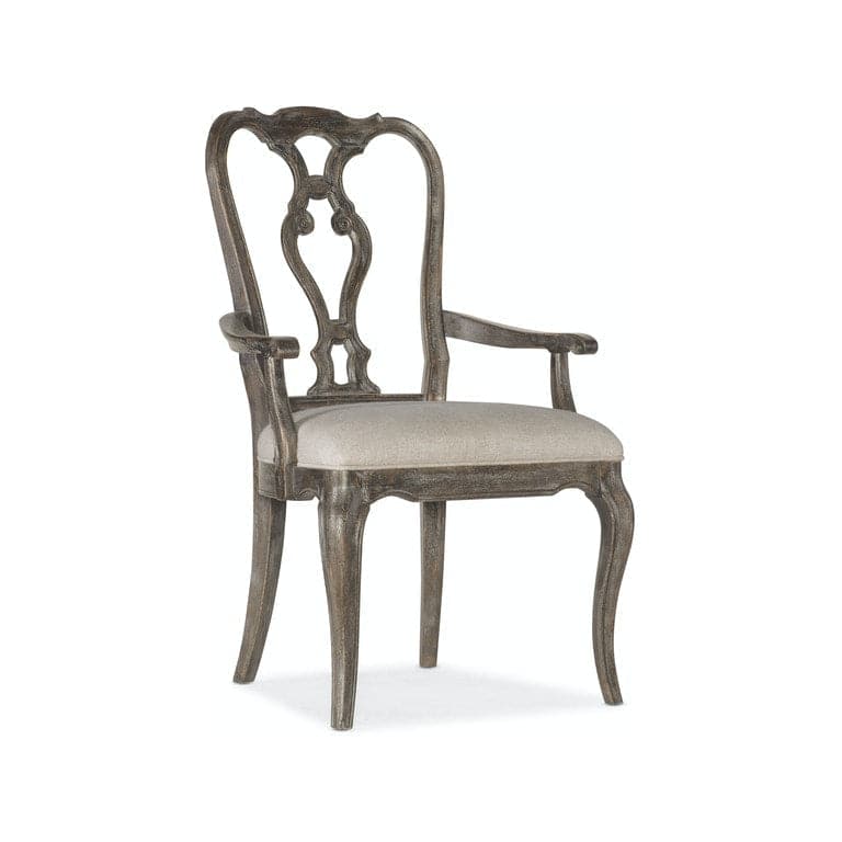 Traditions Wood Back Arm Chair-Hooker-HOOKER-5961-75400-89-Dining ChairsDark Brown-6-France and Son