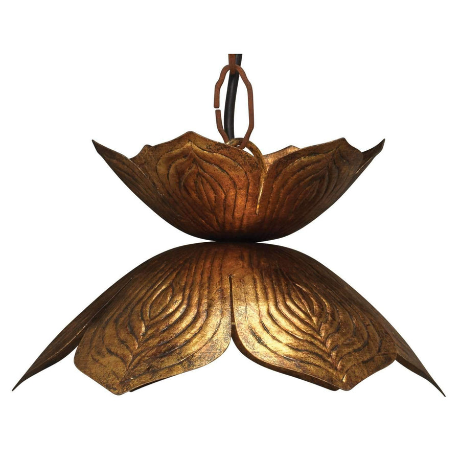 Small Flowering Lotus Pendant in Antique Gold-Jamie Young-JAMIEYO-5FLOW-SMGO-Pendants-1-France and Son