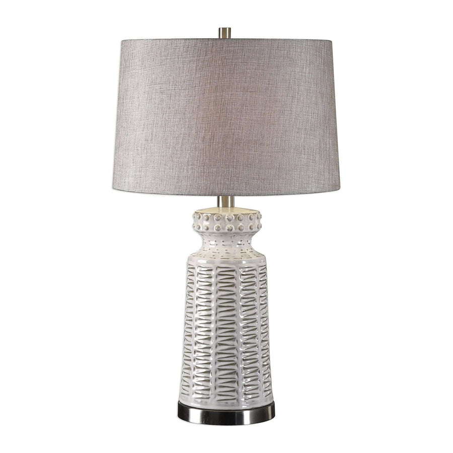 Kansa Distressed White Table Lamp-Uttermost-UTTM-27535-1-Table Lamps-1-France and Son