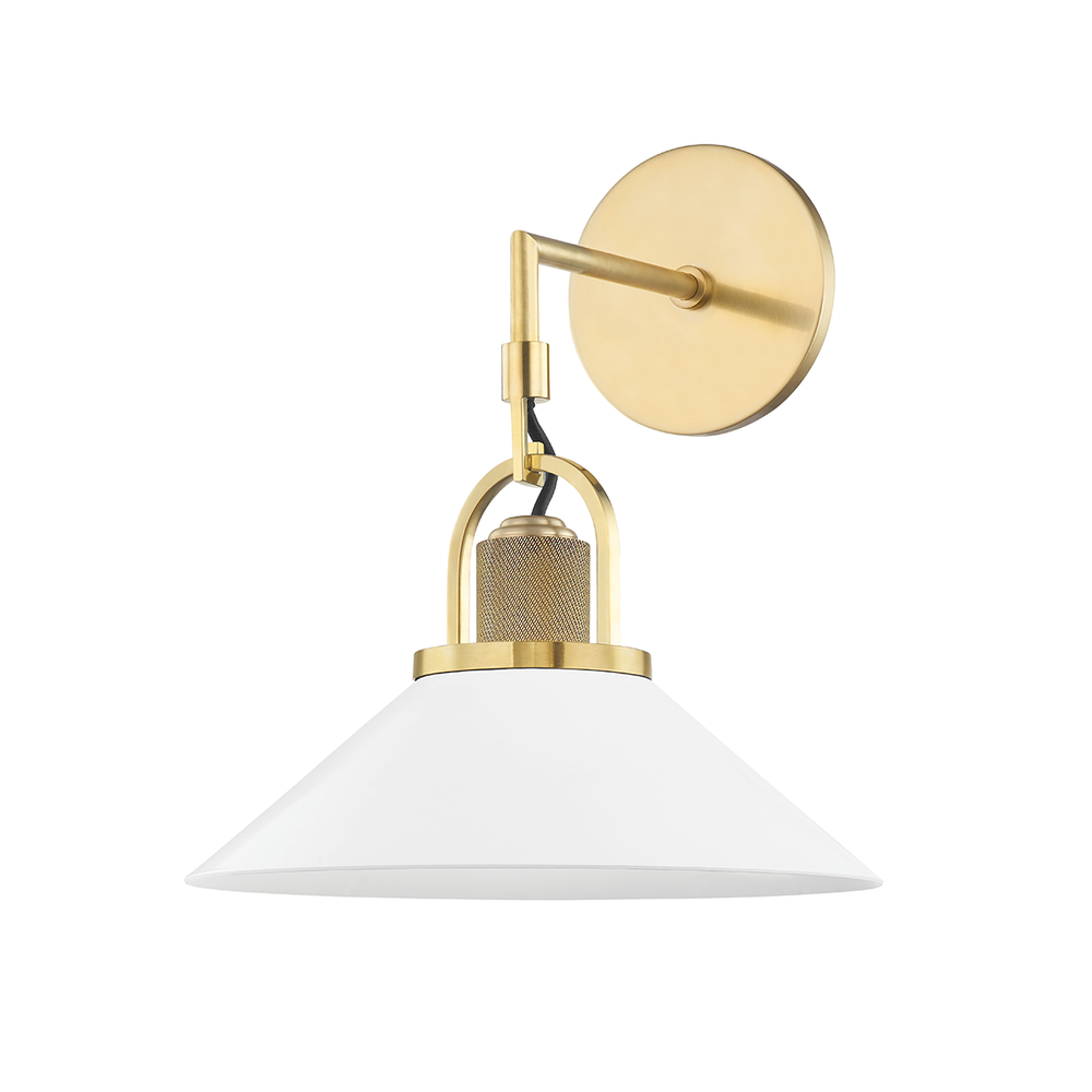 Syosset 1 light Wall Scone-Hudson Valley-2601-AGB/WH-Wall LightingAged Brass/Soft Off White-2-France and Son