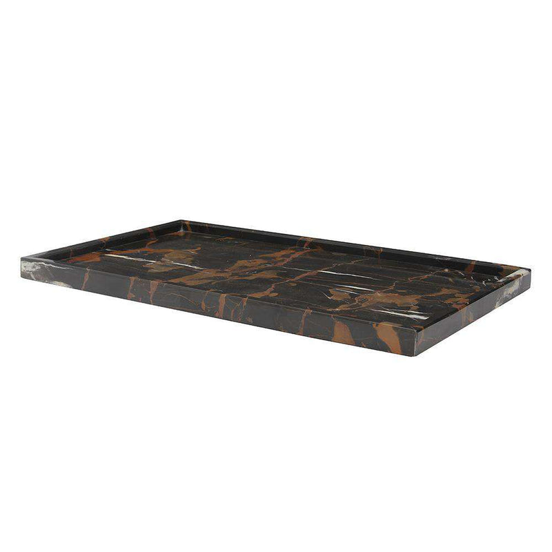 Black & Gold 12" x 20" Marble Rectangular Place Tray