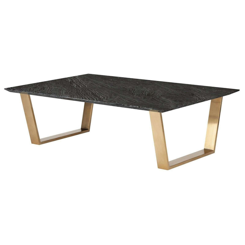 Catrine Coffee Table-Nuevo-NUEVO-HGNA309-Coffee TablesBrushed Gold Legs-Black Wood Vein-1-France and Son