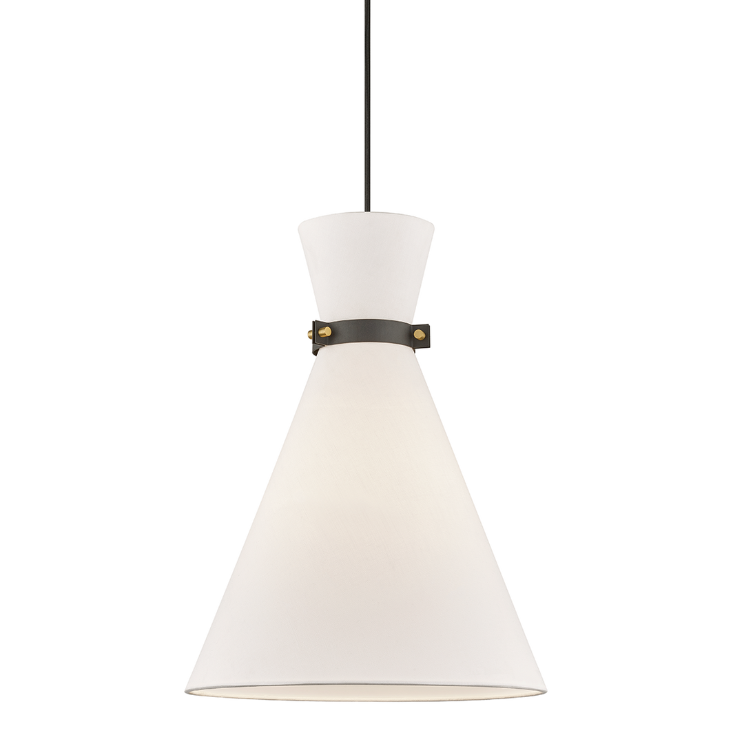 Julia 1 Light Large Pendant-Mitzi-HVL-H294701L-AGB/BK-PendantsAged Brass / Black-1-France and Son