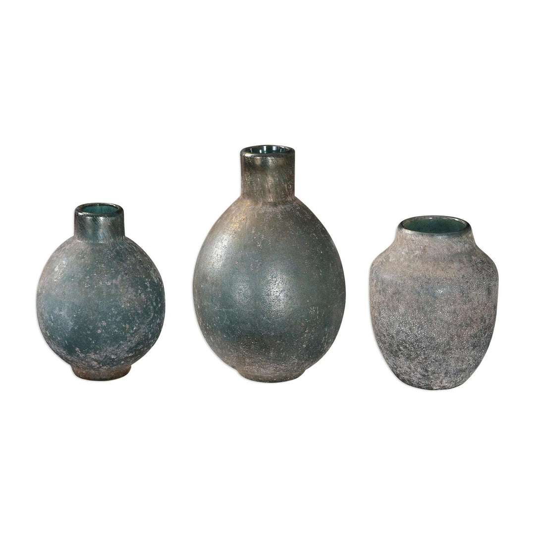 Mercede Weathered Blue-Green Vases S/3-Uttermost-UTTM-18844-Decor-1-France and Son
