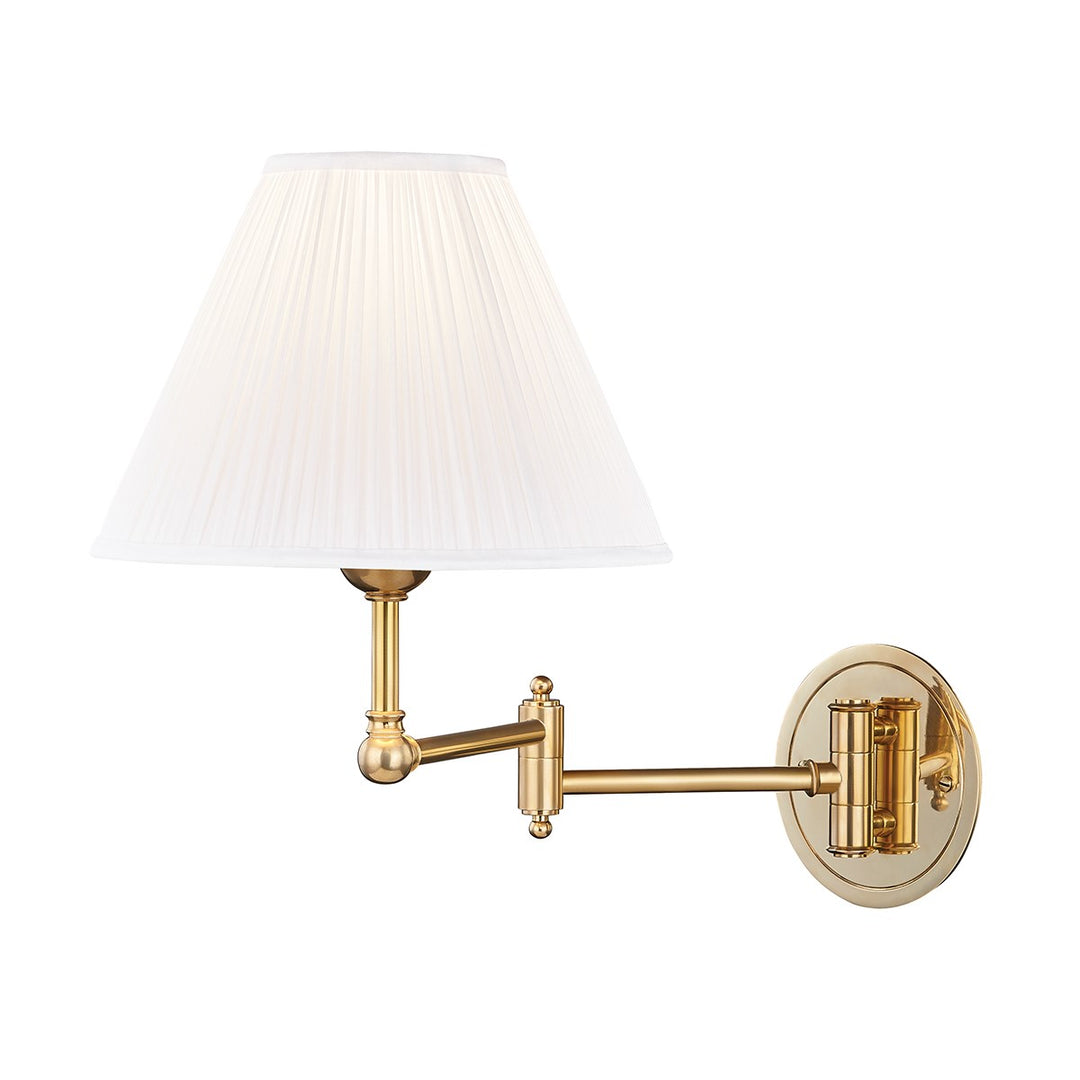Signature No.1 Silk Shade Wall Sconce-Hudson Valley-HVL-MDS603-AGB-Wall LightingAged Brass-1-France and Son