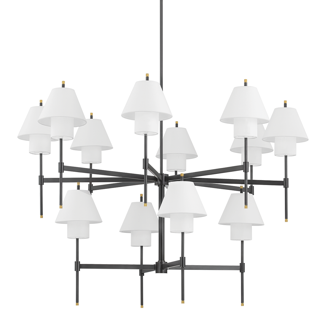 Gleenmoore 12 Light Chandelier-Hudson Valley-HVL-PI1899812-AGB/DB-ChandeliersAged Brass and Dark Brown-2-France and Son