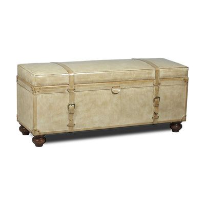 Leather Trunk/Bench, Pearl Leather-SARREID-SARREID-40512-Benches-1-France and Son