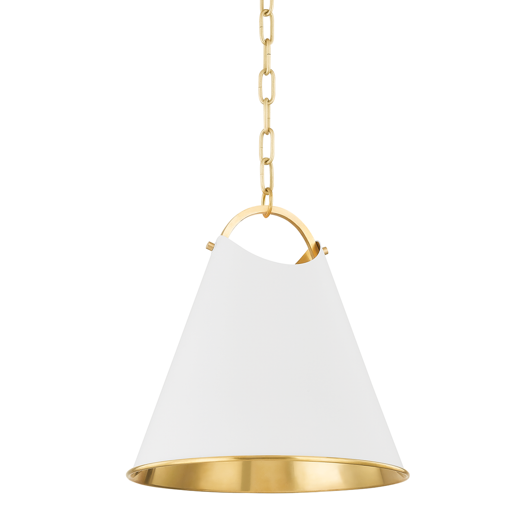 Burnbay 1 Light Pendant 13"-Hudson Valley-HVL-6214-AGB/SWH-PendantsAged Brass-1-France and Son