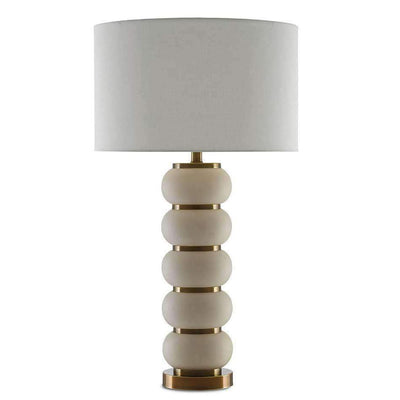 Luko Table Lamp-Currey-CURY-6000-0276-Table LampsWhite Mud/Antique Brass-2-France and Son