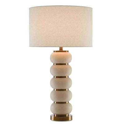 Luko Table Lamp-Currey-CURY-6000-0276-Table LampsWhite Mud/Antique Brass-1-France and Son